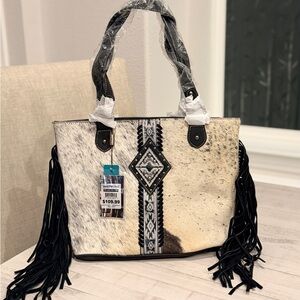 Trinity Ranch Hair On Cowhide Concealed Carry Tote Black